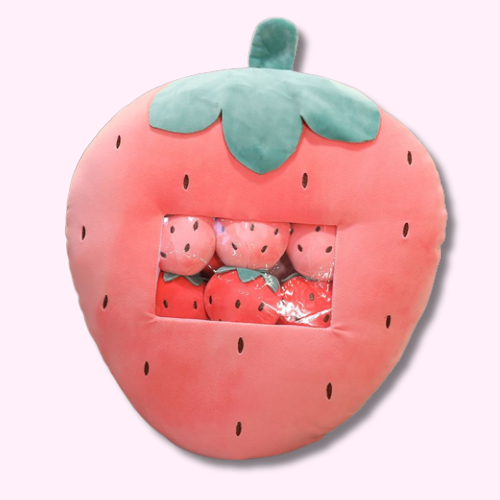 Peluche Coussin Fraise Kawaii