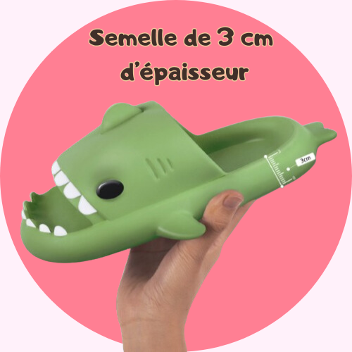 Sandale Claquette Pantoufle Kawaii Requin Vert Semelle 3 cm